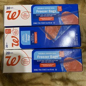 3X 20 Complete Home Double Zipper Seal Freezer Bags BPA Free size:7"X7.75"